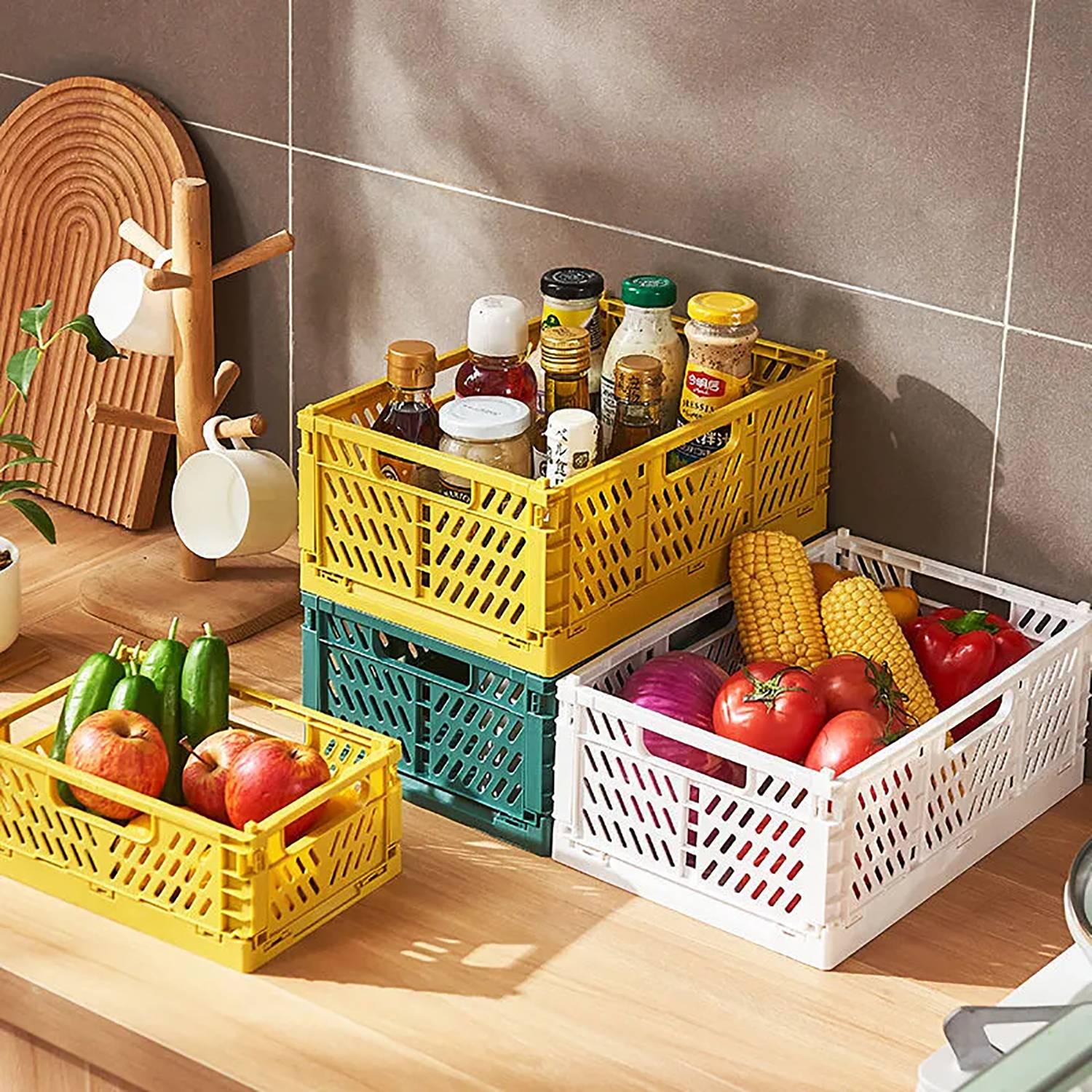 Foldable Plastic Storage Basket for Home Kitchen 4