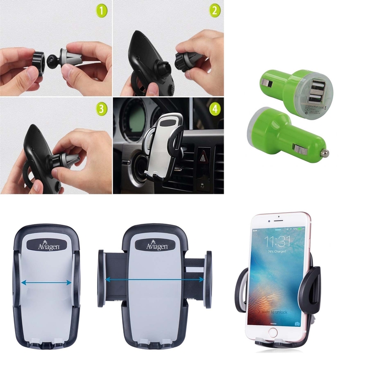 iBank ® Car Phone Holder compatible with iPhone, Galaxy & More 1