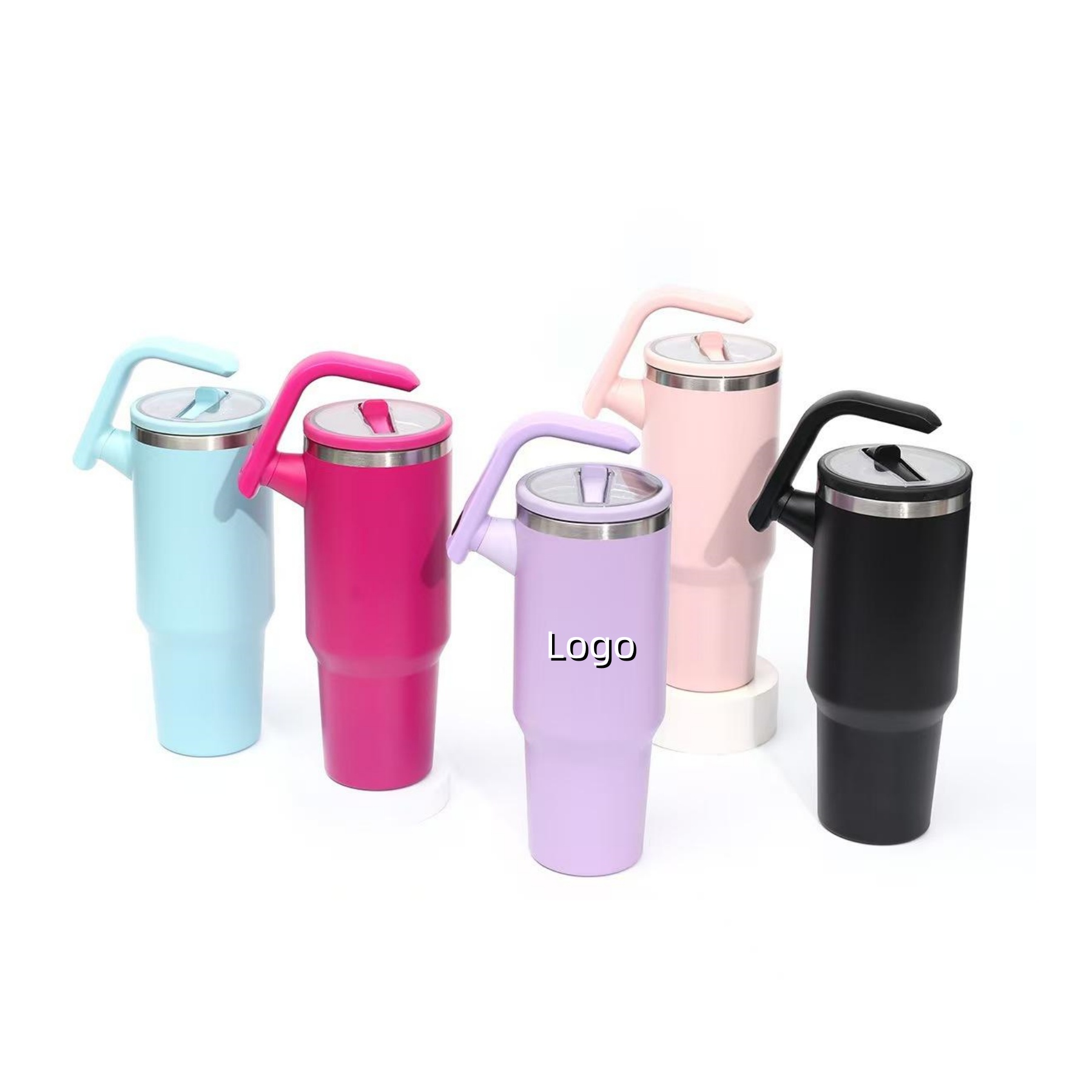 20oz, 30oz, 40oz Vacuum Stainless Tumbler With Rotatab Handle And Straw For Travel, Outdoors, Sport 6