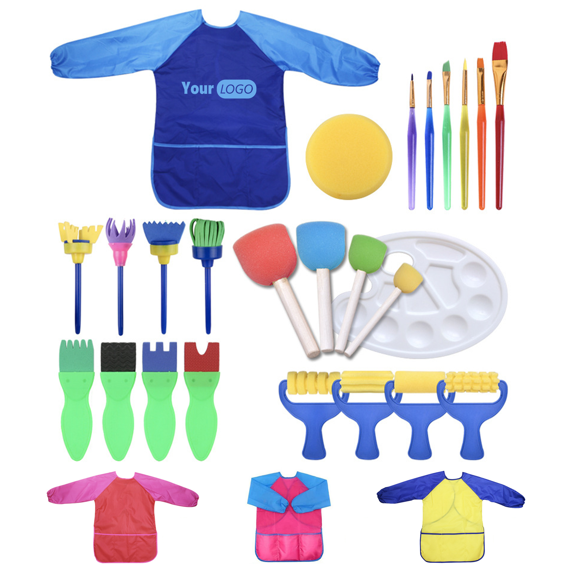 Plastic Sponge brush palette painting set of 25 pieces 3