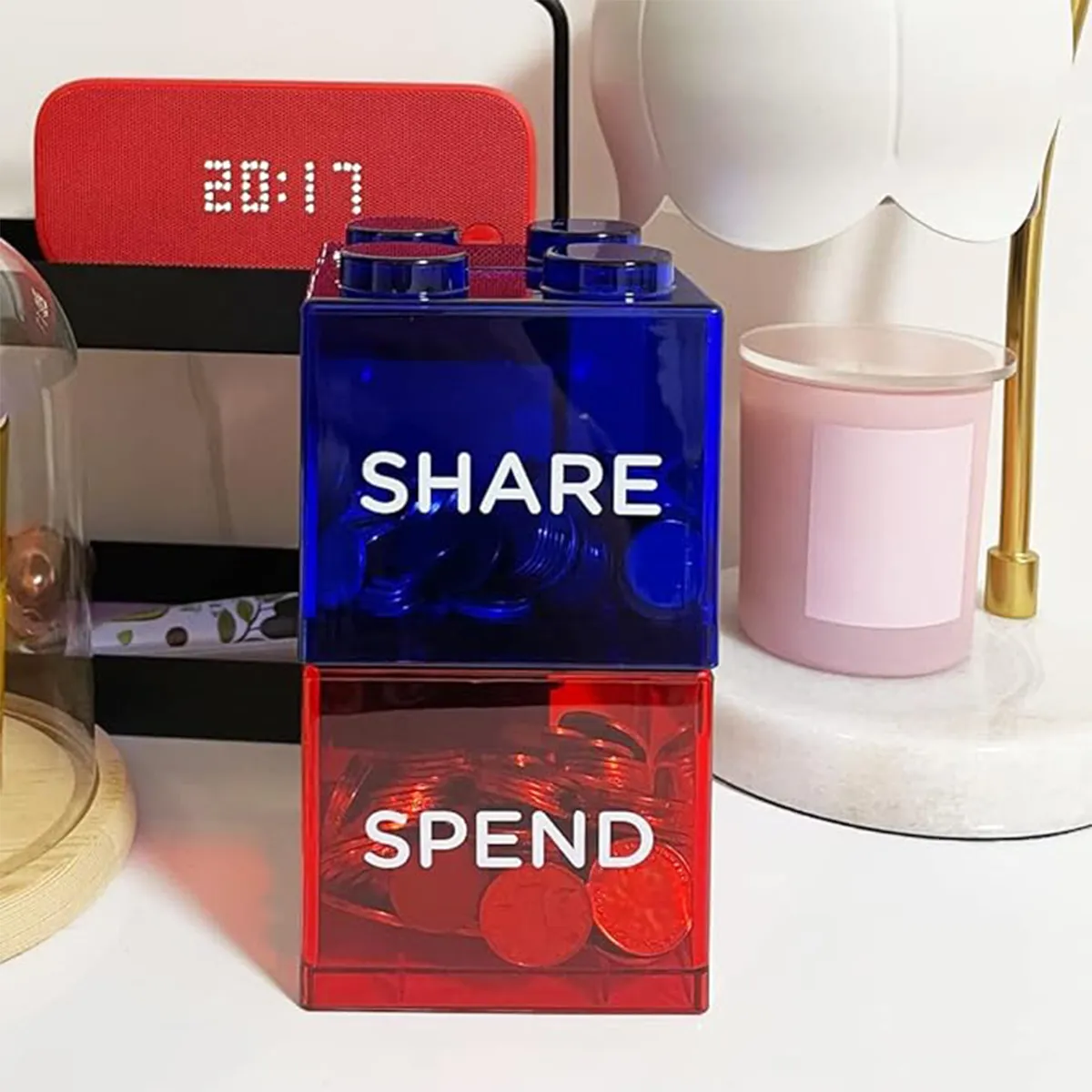 Unique Educational Durable Clear Plastic Coin Savings Jar 4