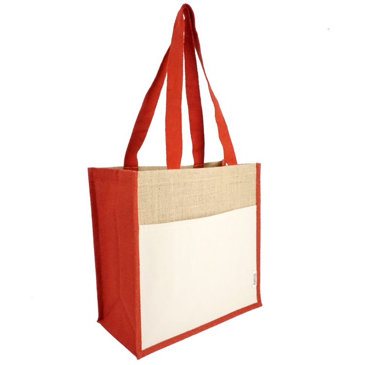 Miami Recycled Cotton Front Pocket Jute Tote, custom tote bag with logo imprint 15