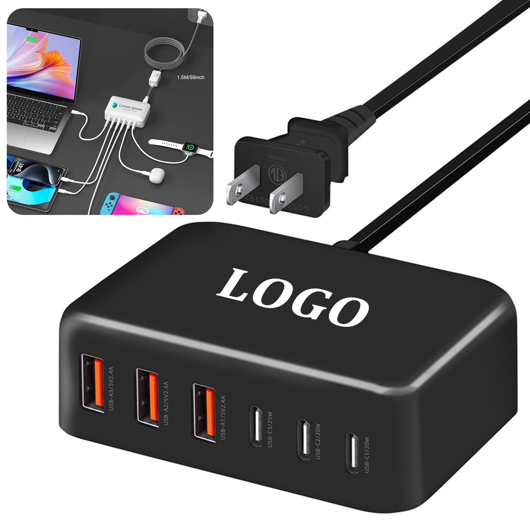 12W Max 6-Port Charging Station 1