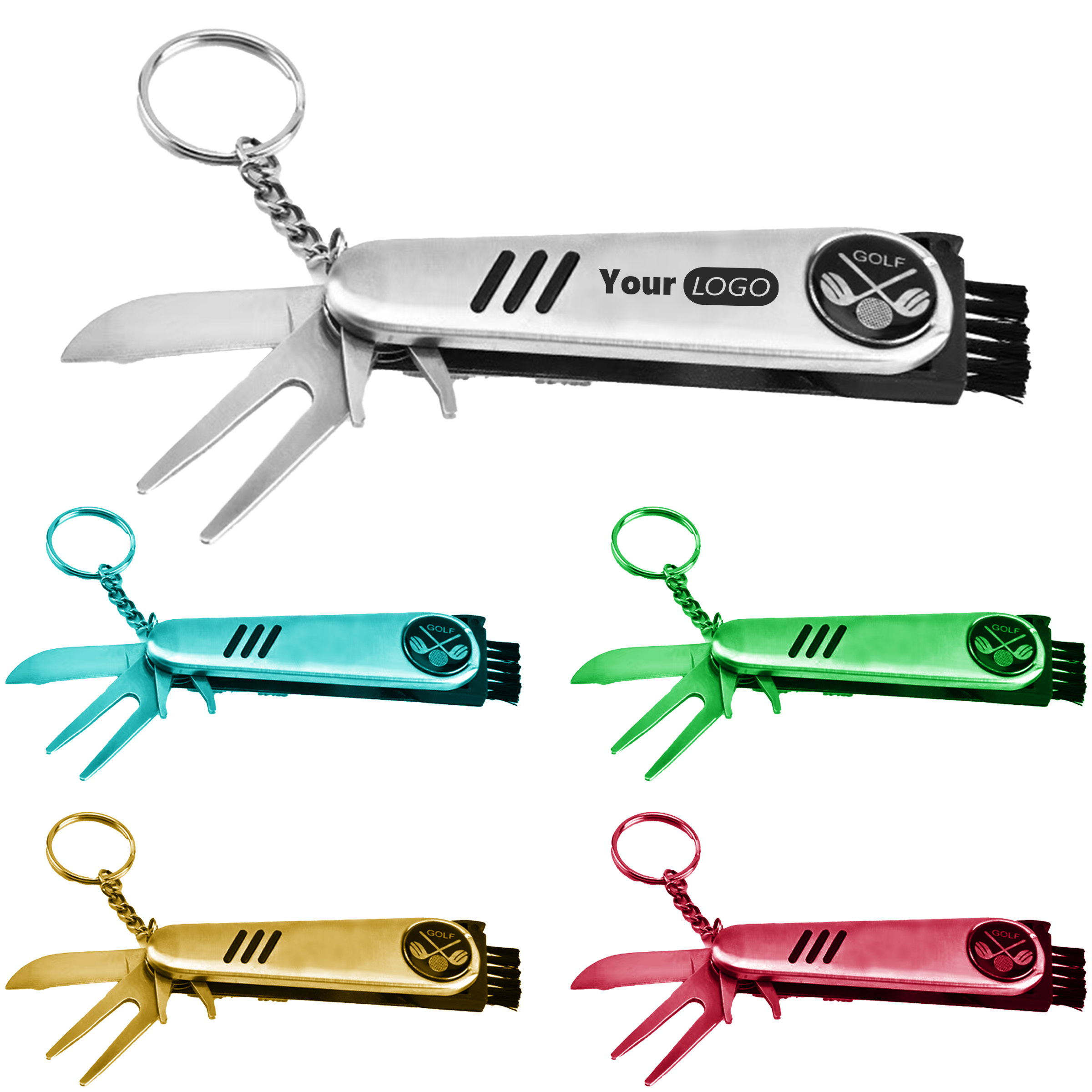 Stainless Steel Multi-Tool Golf Keychain With Logo 2