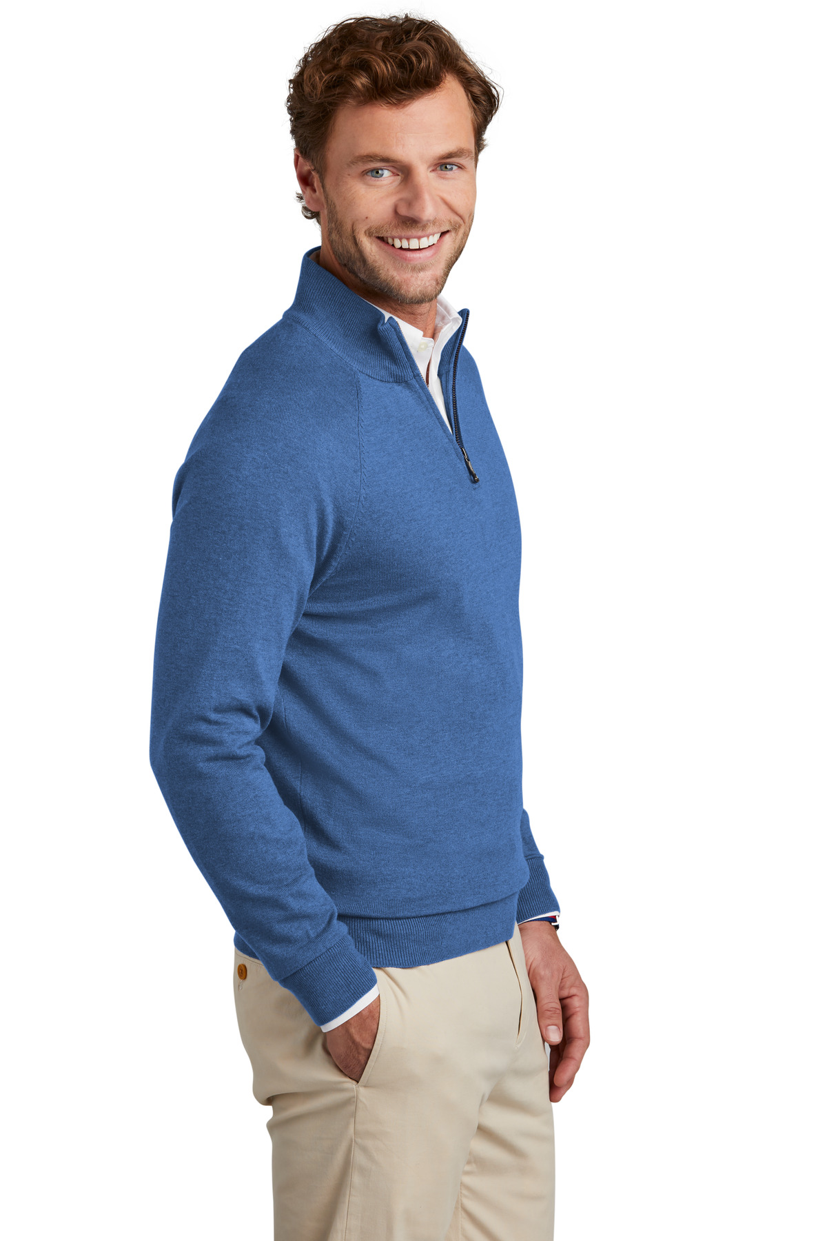 Cotton Stretch 1/4-Zip Sweater