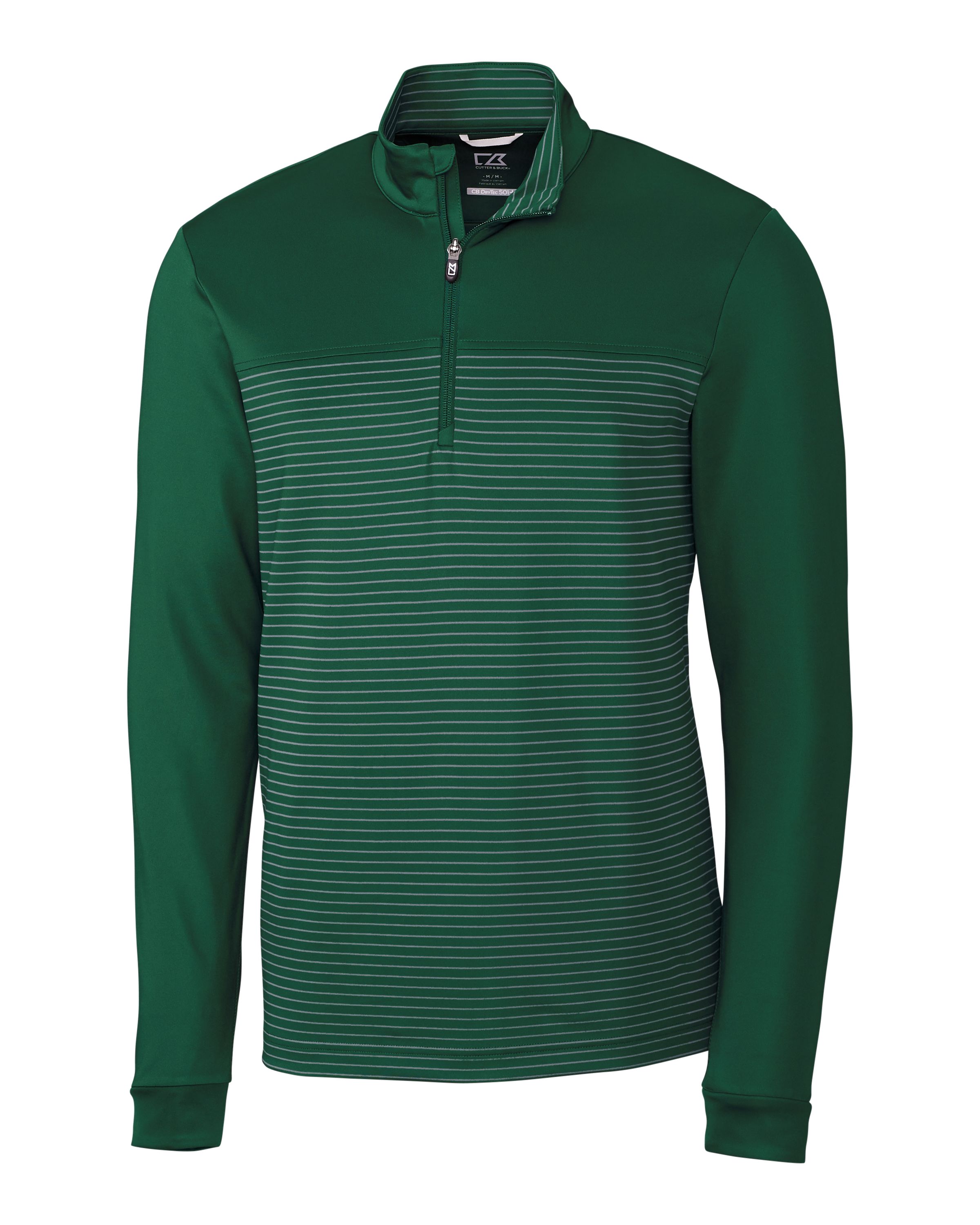 Cutter & Buck Traverse Recycled Smooth Stretch Mens Stripe Quarter Zip Pullover 46