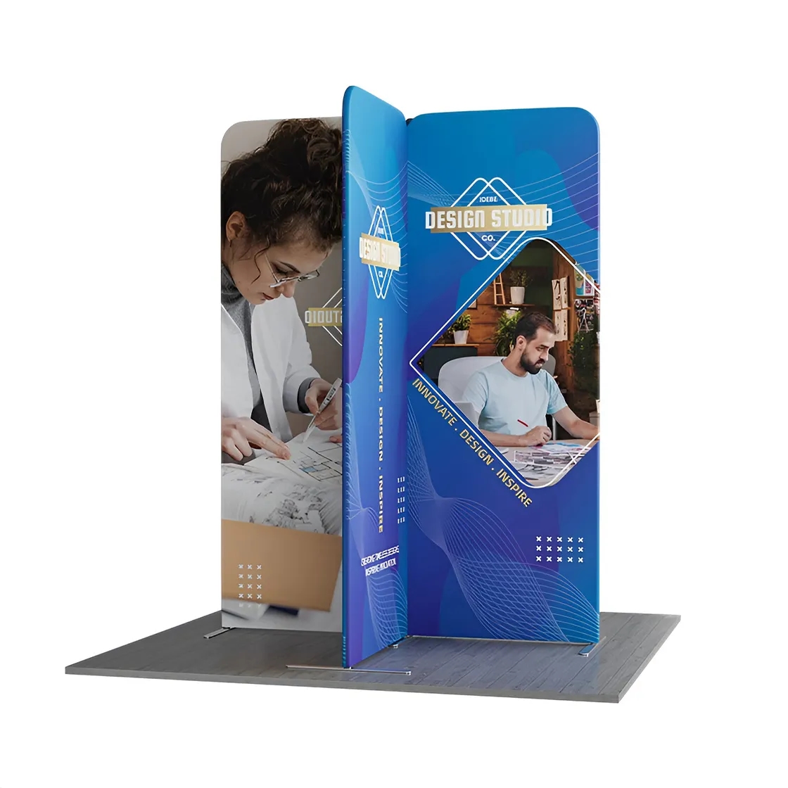 6.5ft Magnetic Modular Fabric Display - Cross Island Shape 5