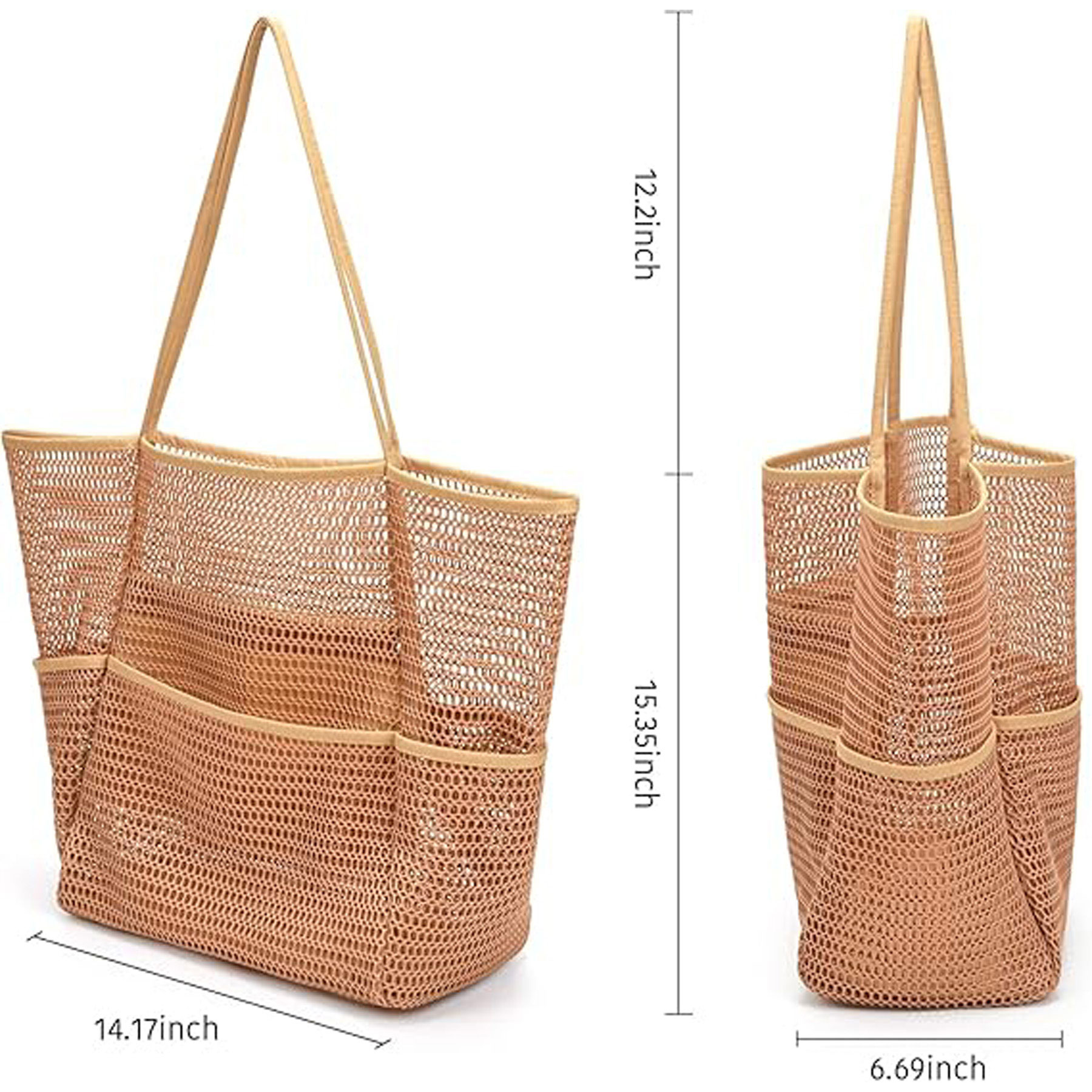 Mesh Beach Tote Bag for Women, custom tote bag with logo imprint 2