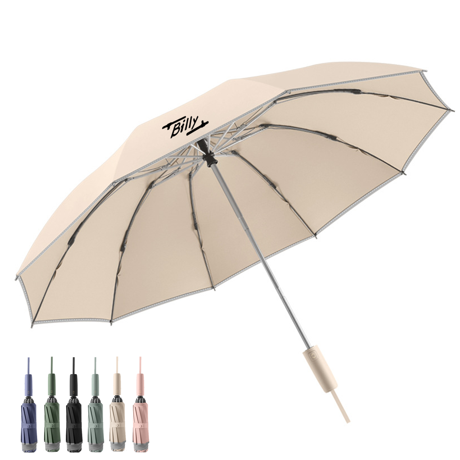 Foldable Windproof Inverted Umbrella with Reflective Strips