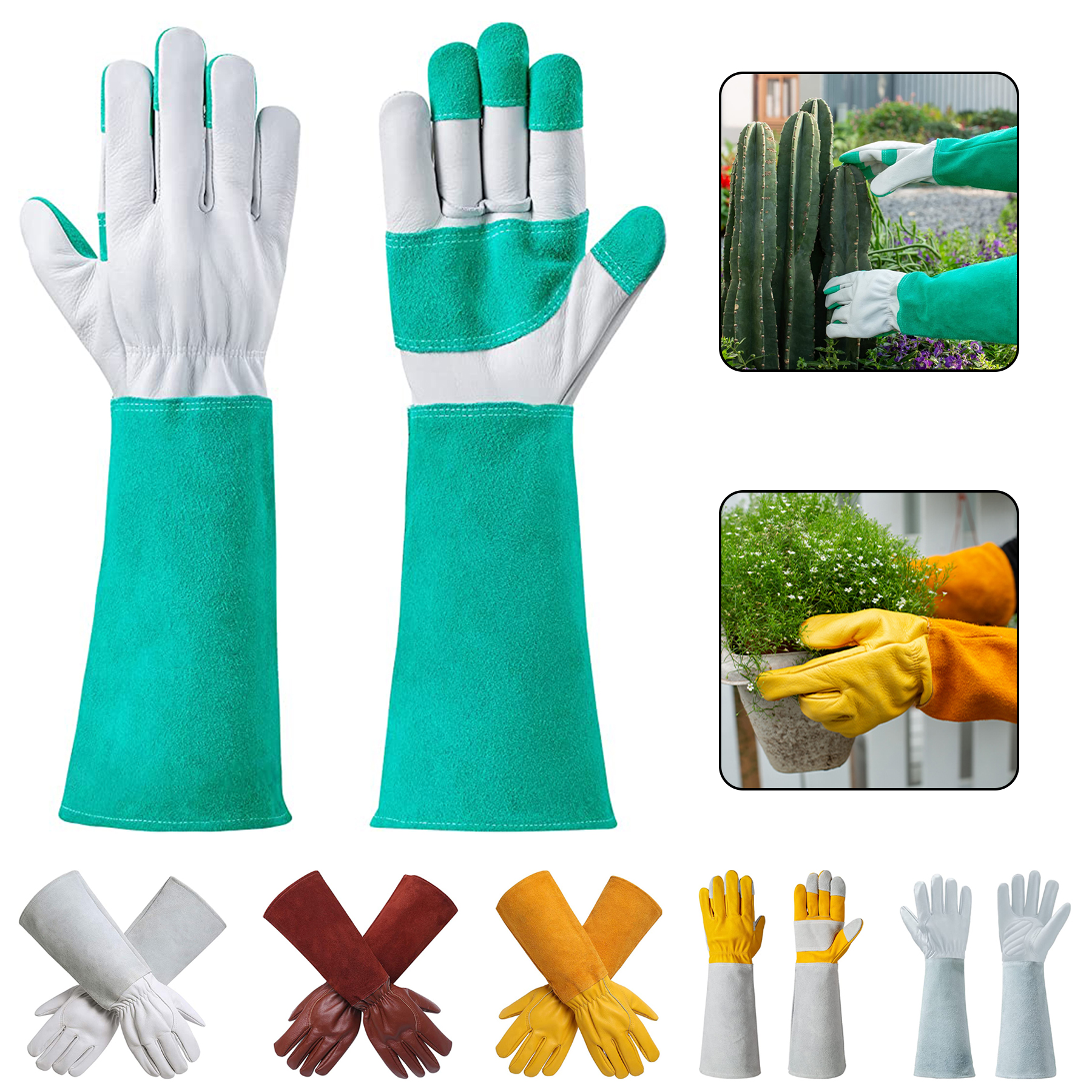 Durable Thick Cowhide Leather Work Garden Gloves 2