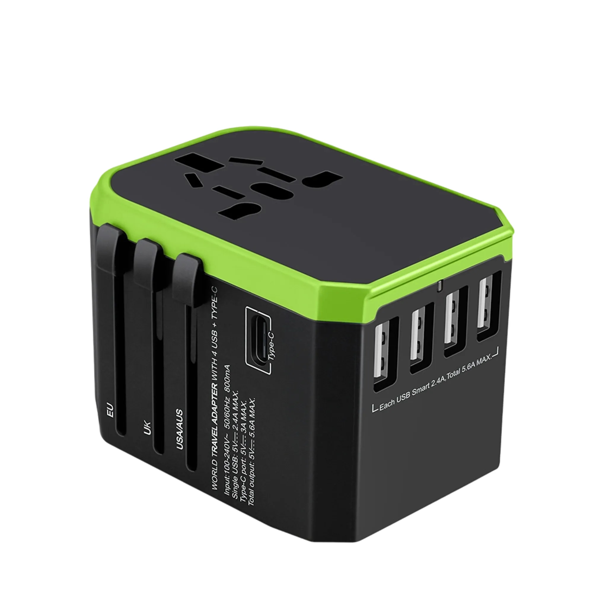 5.6A Multi-Port Charger with Type-C, 4 USB, and 8 Sockets 5