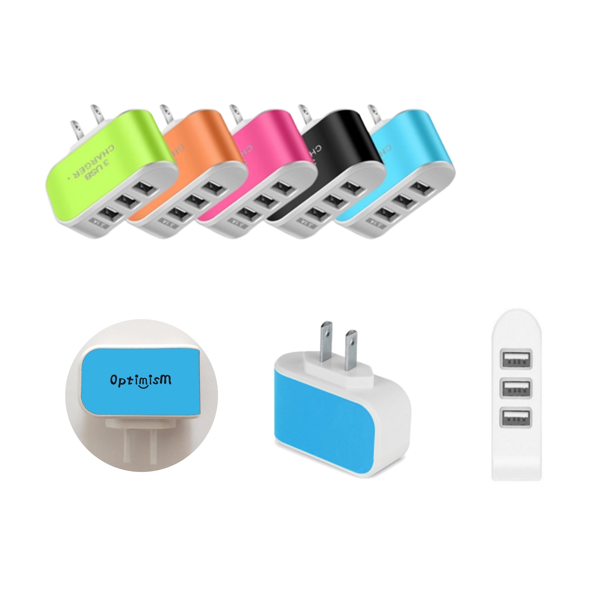 Multi 3 Plug Desktop Port Fast Charger Adaptor 1