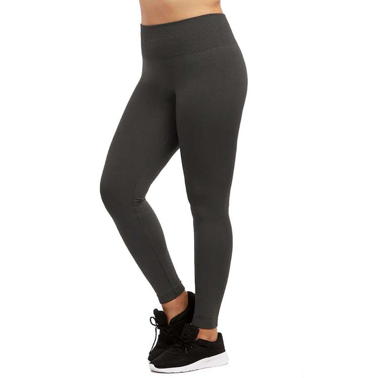 Women's High Waist Fleece Leggings - Charcoal Extra-Wide Band One Size 1