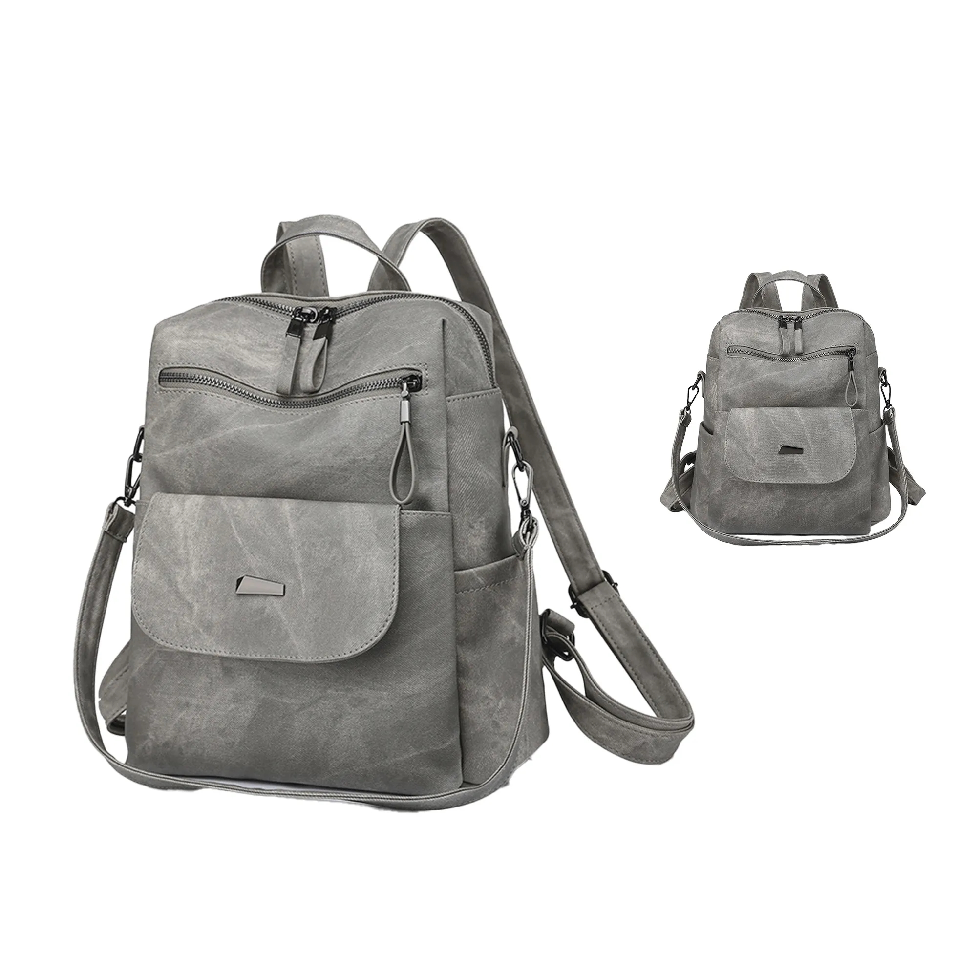 PU Leather Convertible Backpack 2