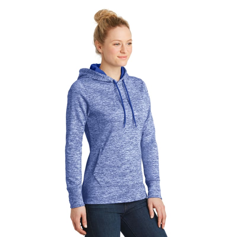 Sport-Tek Women's PosiCharge Electric Heather Fleece Hooded Pullover. 7