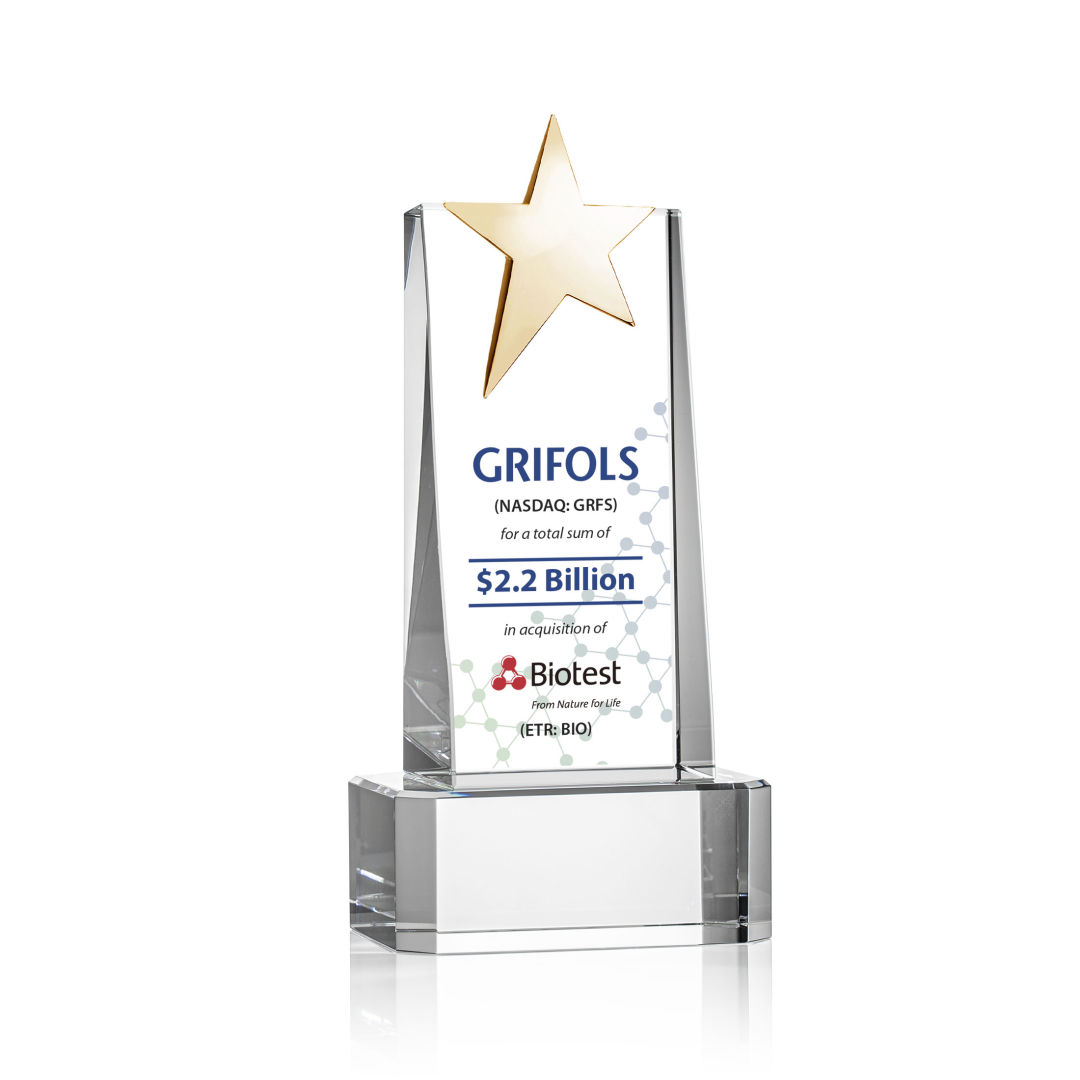 Fanshaw Gold Star VividPrint™ Award on Base - Clear 11