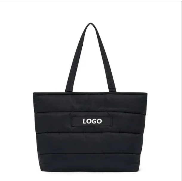 Padded Nylon Puffy Tote Shoulder Bag 1