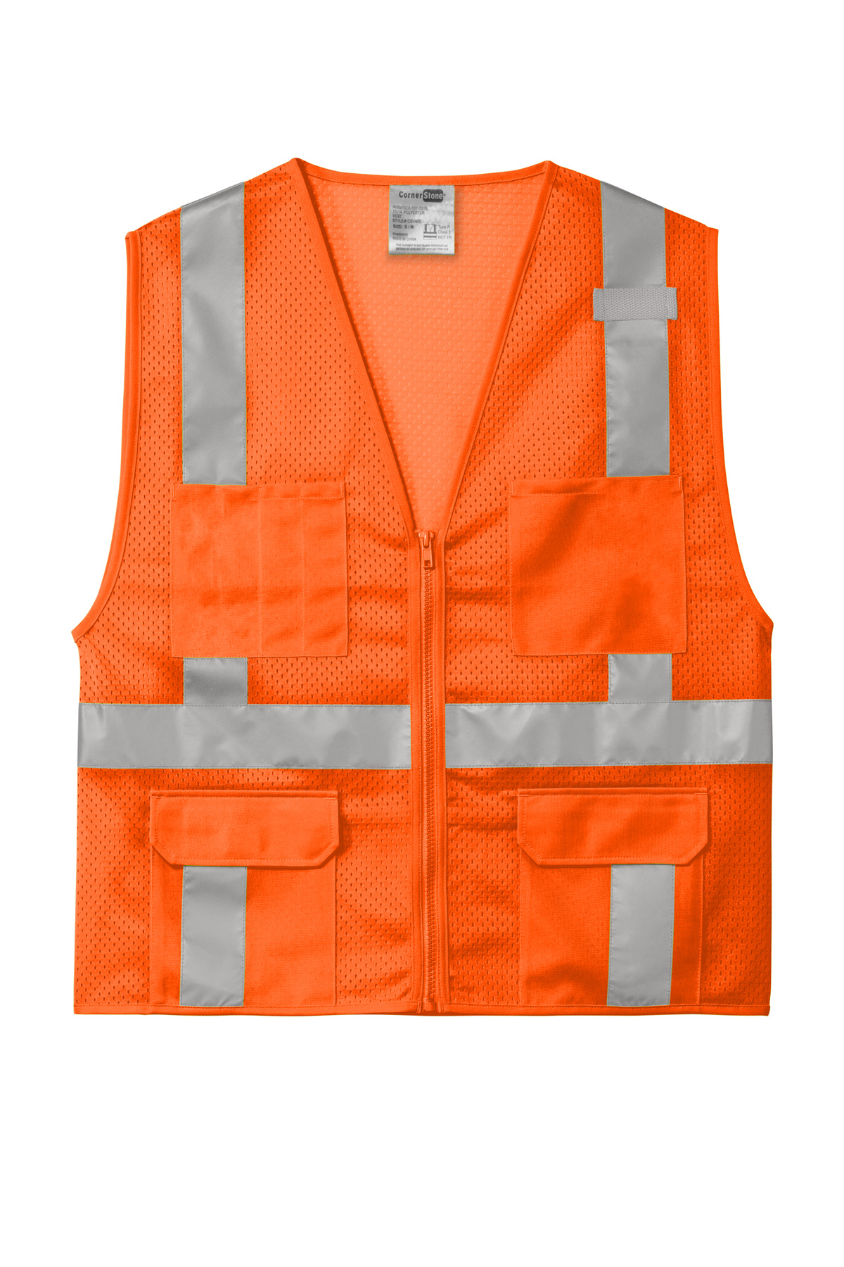 CornerStone ANSI 107 Class 2 Mesh Six-Pocket Zippered Vest. CSV104 14