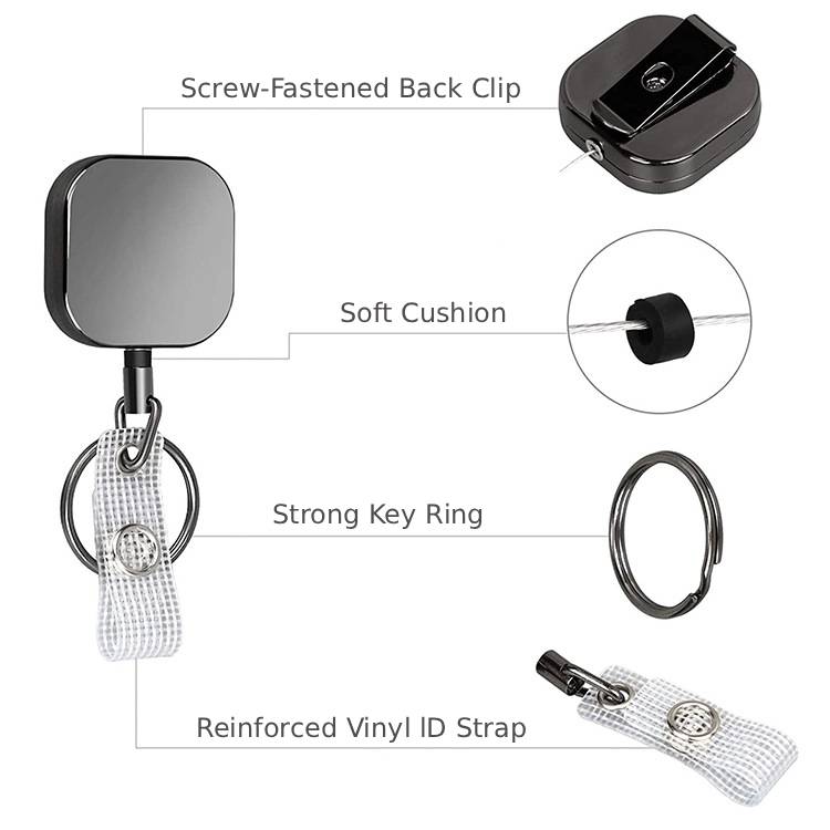 Square Metal Retractable Badge Holder 1
