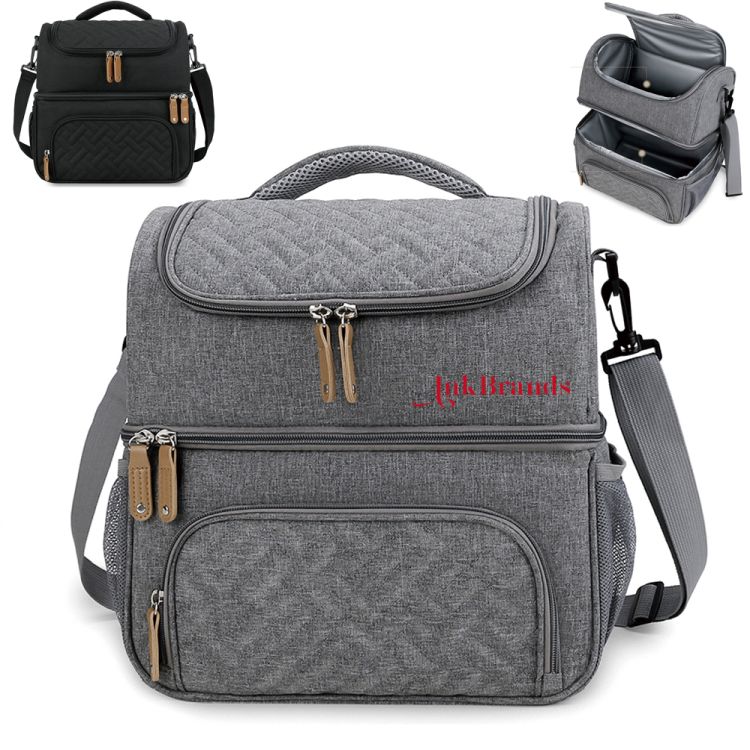Dual Compartment Lunch Bag Tote with Shoulder Strap 2
