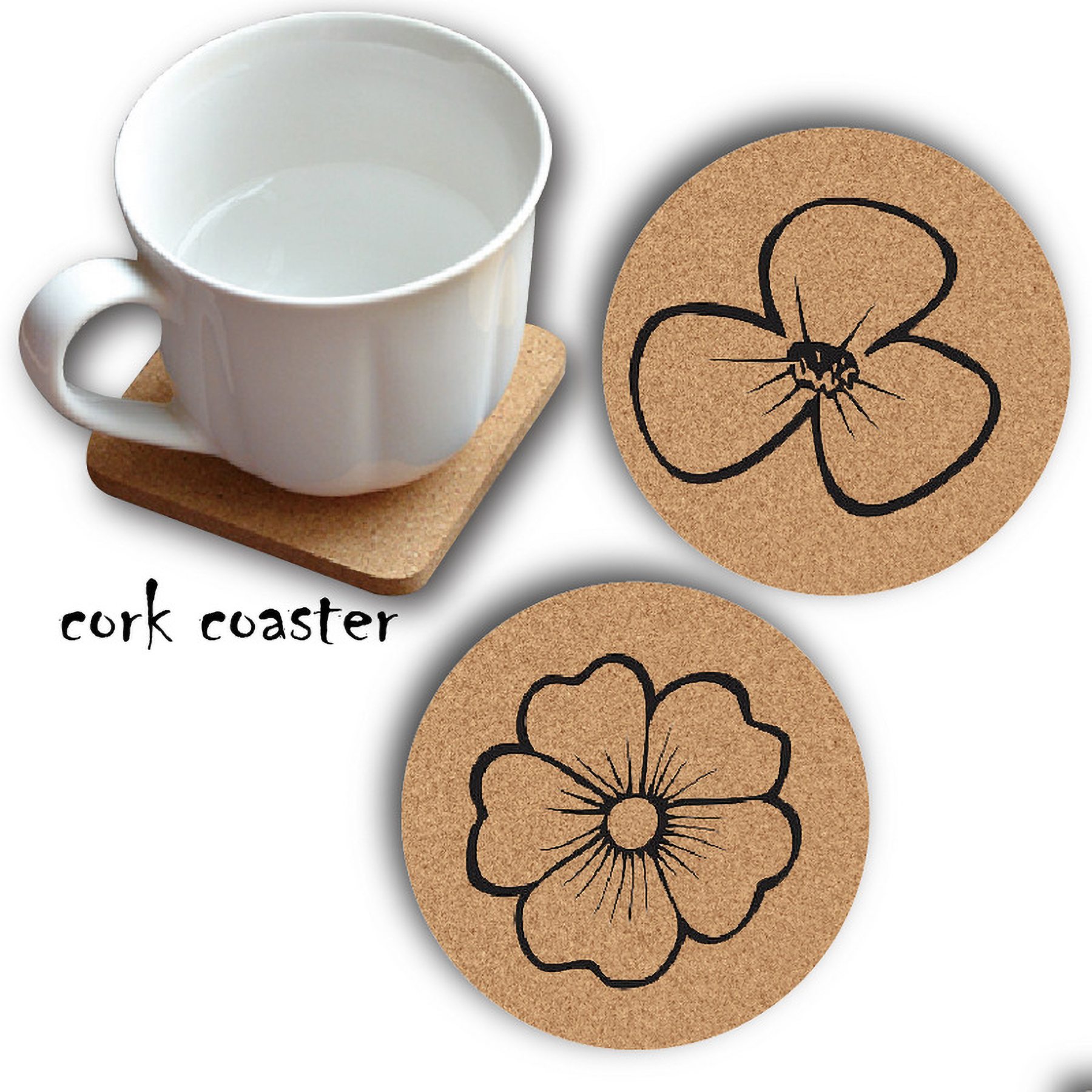 4" Round Cork Coasters 3