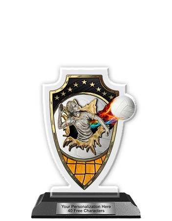 Acrylic Trophy: 6" Arrow Head, Volleyball Field De 2