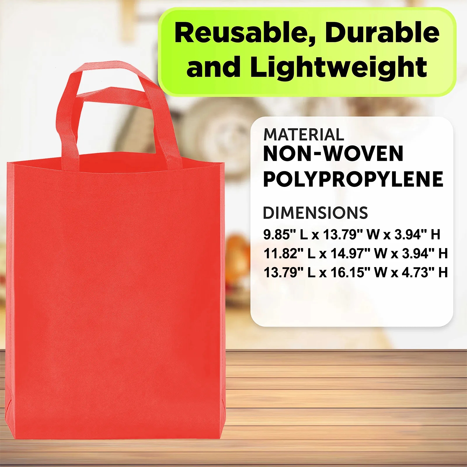 Kitchen Reusable Grocery Gift Tote Bag Bulk Large Capacity 15