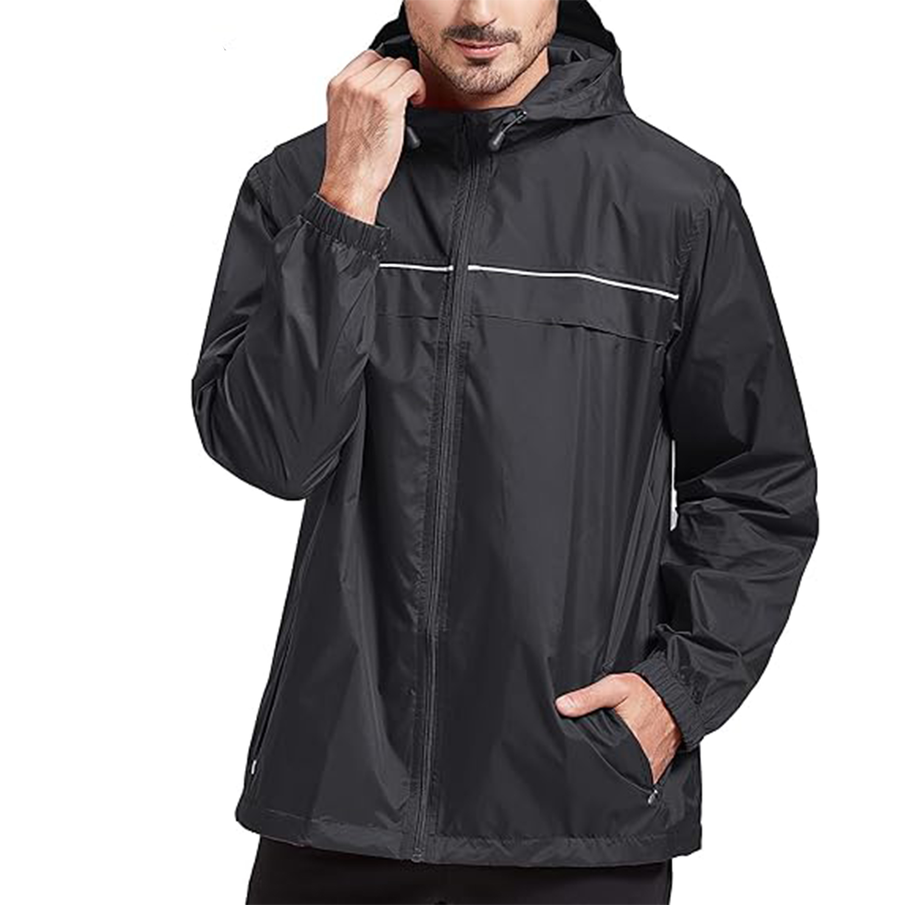 Men Lightweight Hooded Rain Jacket 7
