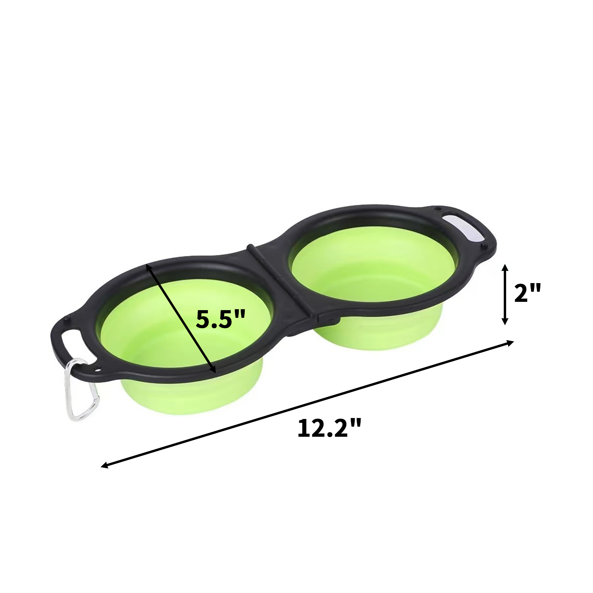 Folding Double Pet Bowl With Carabiner Attachment 5
