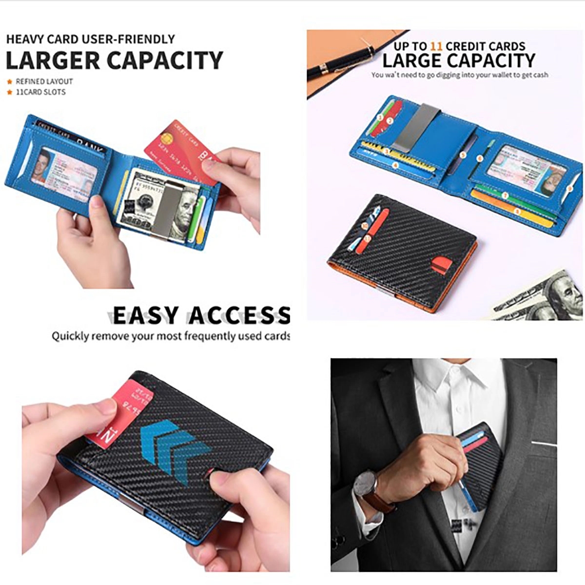 Mens Slim Wallet With Money Clip 3