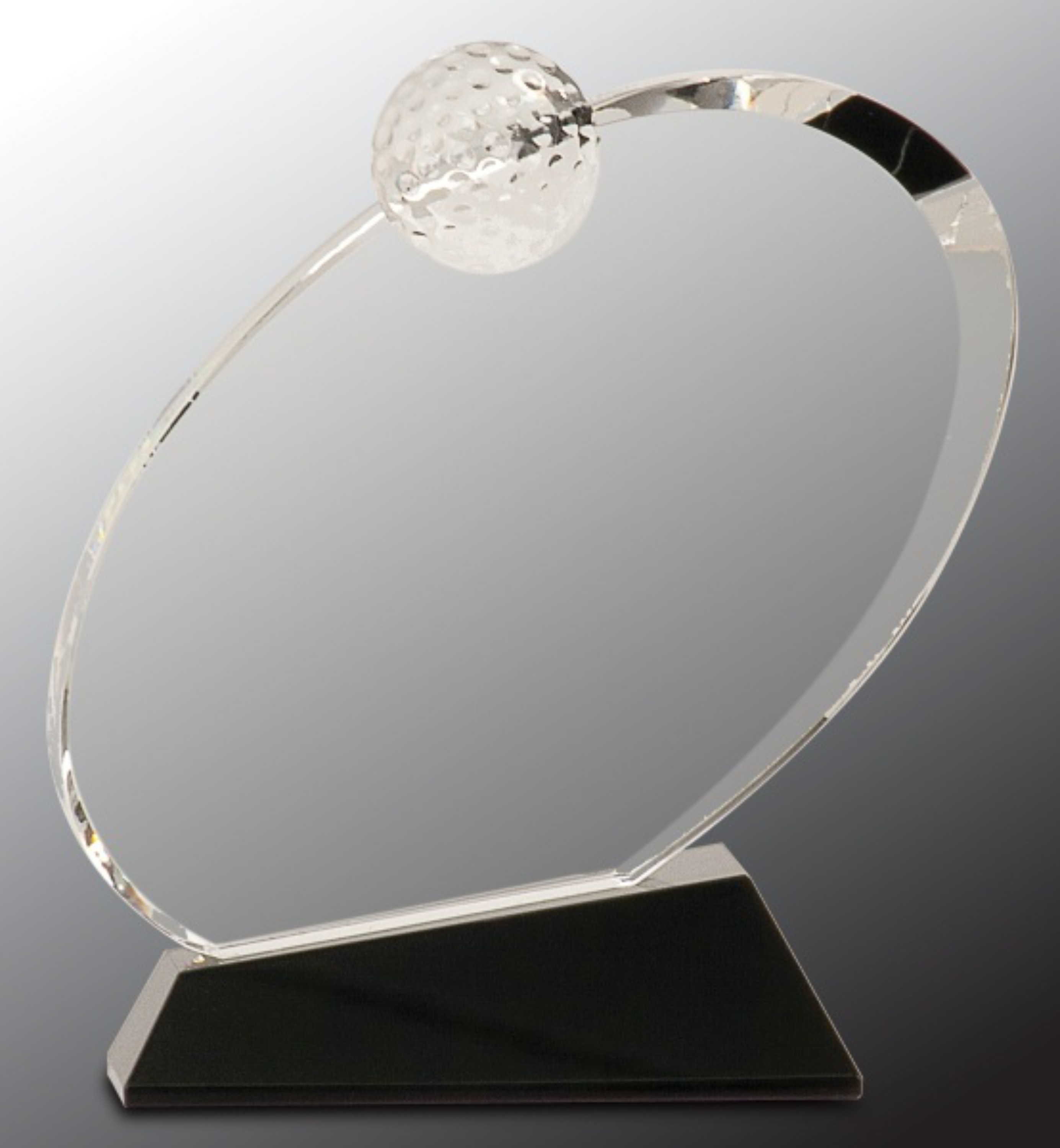 6 1/2" Clear Crystal Oblong Golf Award on Black Crystal Base Crystal Award 3