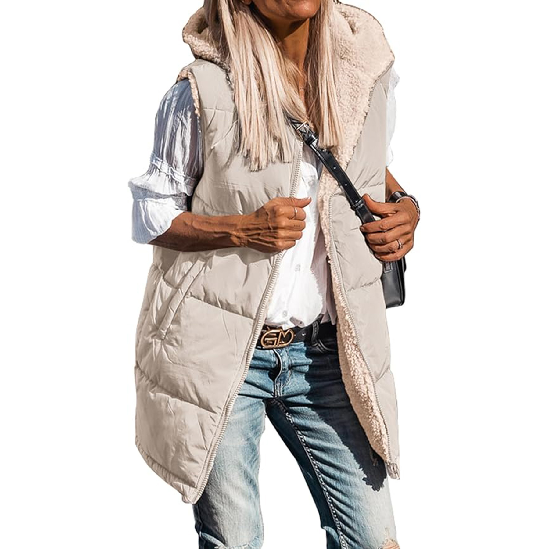 Winter Long Sleeveless Hooded Jacket 15