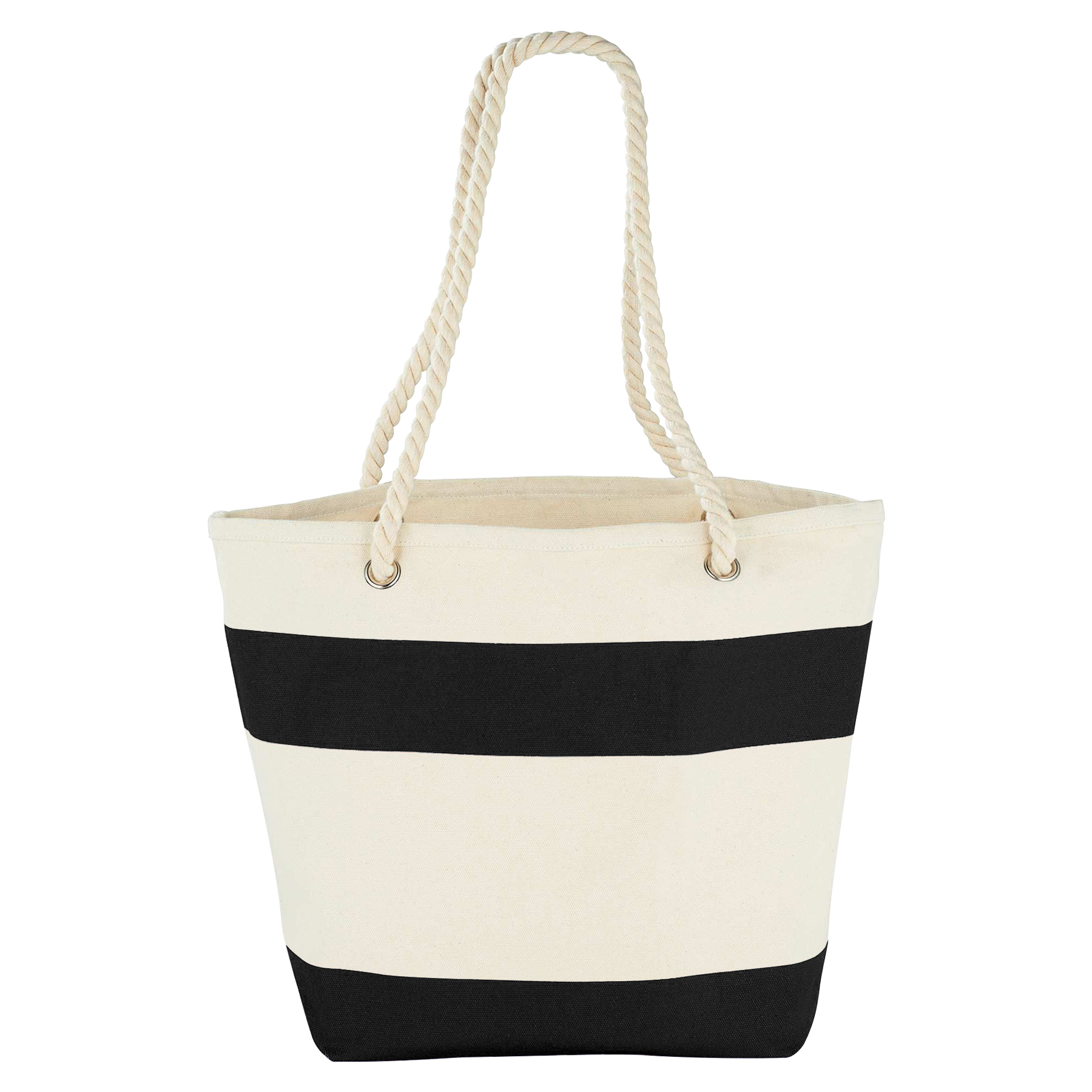 12oz Cotton Canvas Capri Stripes Shopper Tote With Rope Handle 3