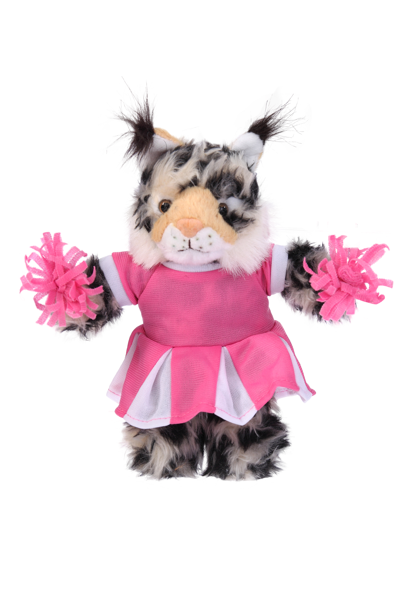 Soft Plush Stuffed Wild Cat (Lynx) with Cheerleader Outfit