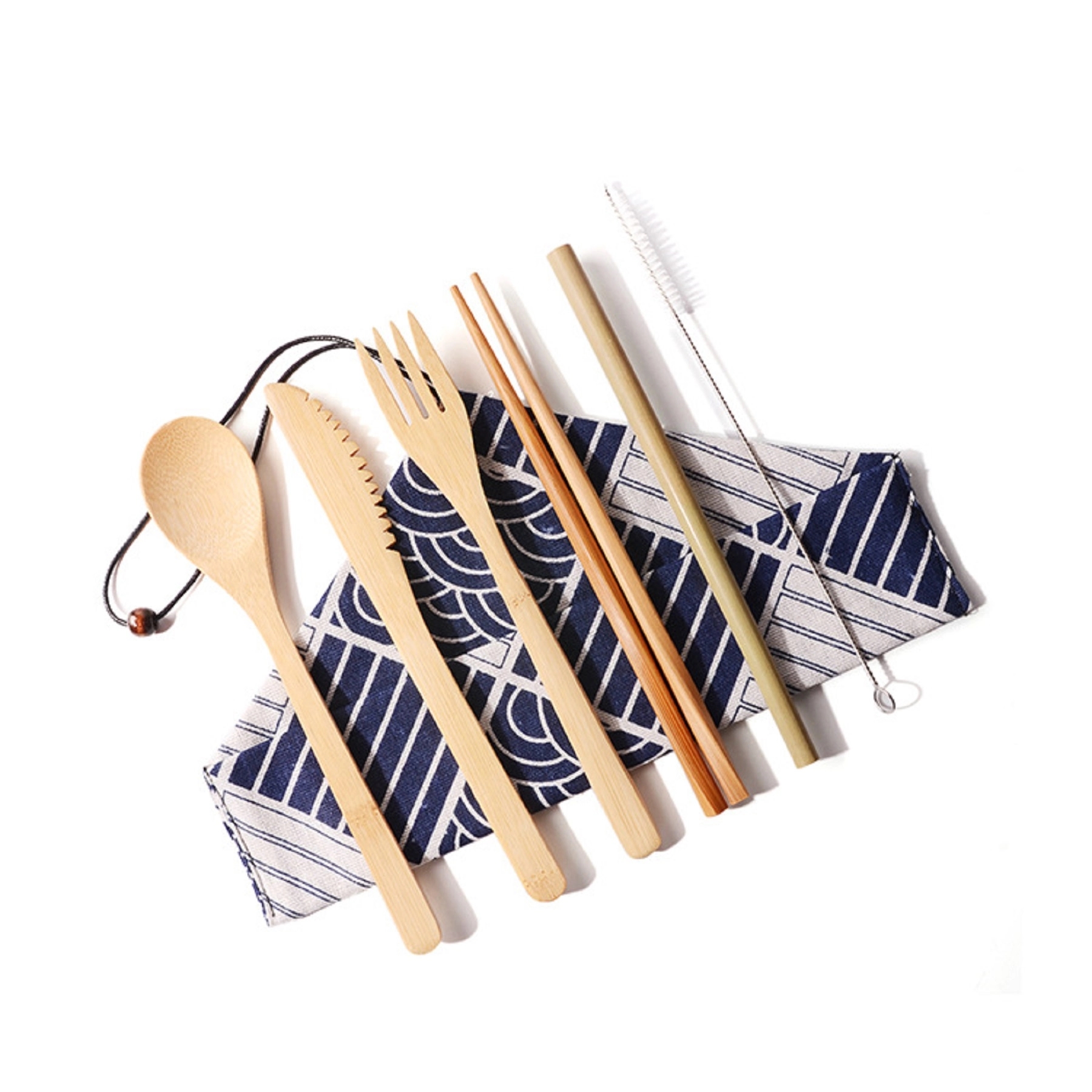 Bamboo Utensils Set with Canvas Storage Bag 8