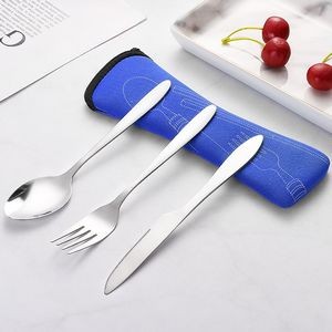 3 In 1 Flatware Stainless Steel Knife Fork Spoon Set With Pouch 14
