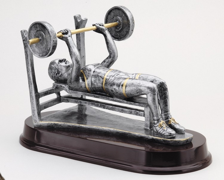8" Tall Weightlifter Bench Female Weightlifting Figure Award 1