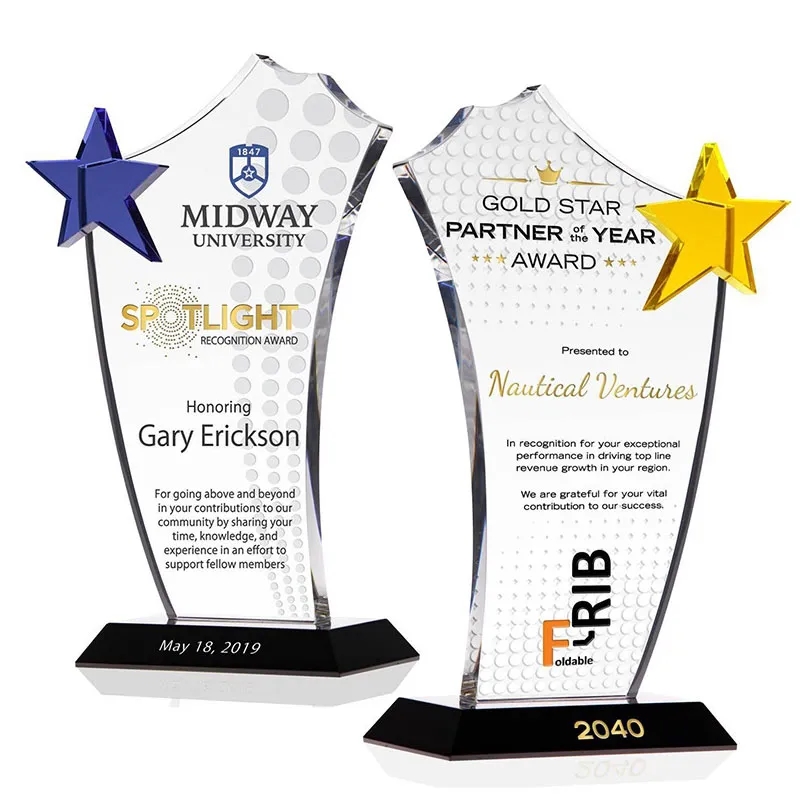 Crystal Blue Star Sail Award Plaque 2