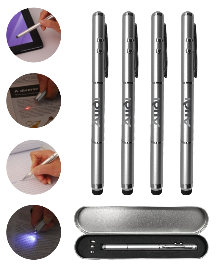Union Printed - Metal Ballpoint Laser-Light Pen w/ Stylus 1