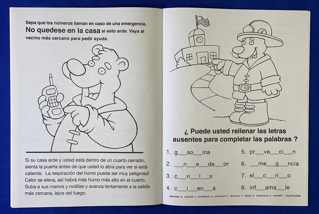 COLORING BOOK - Practice Fire Safety (Spanish) Coloring & Activity Book 2