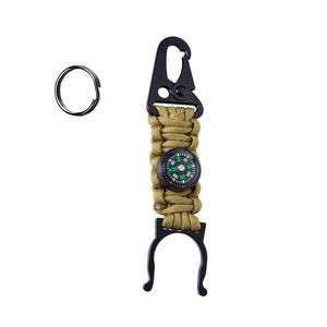 Handmade Paracord Survival Key Chain With Compass And Bottle Holder 18