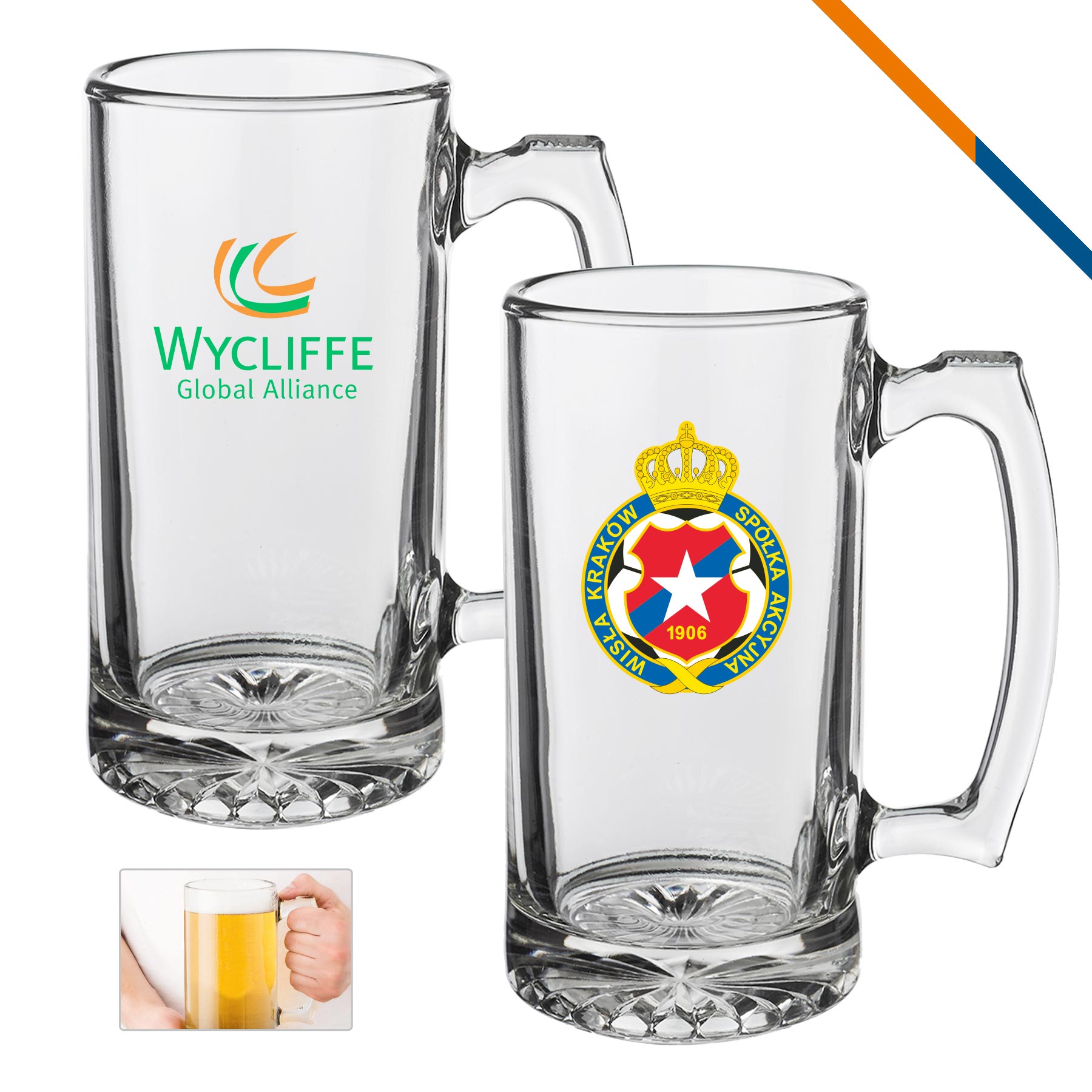 Libbey Hemo Glass Beer Mugs - 25 OZ. 1
