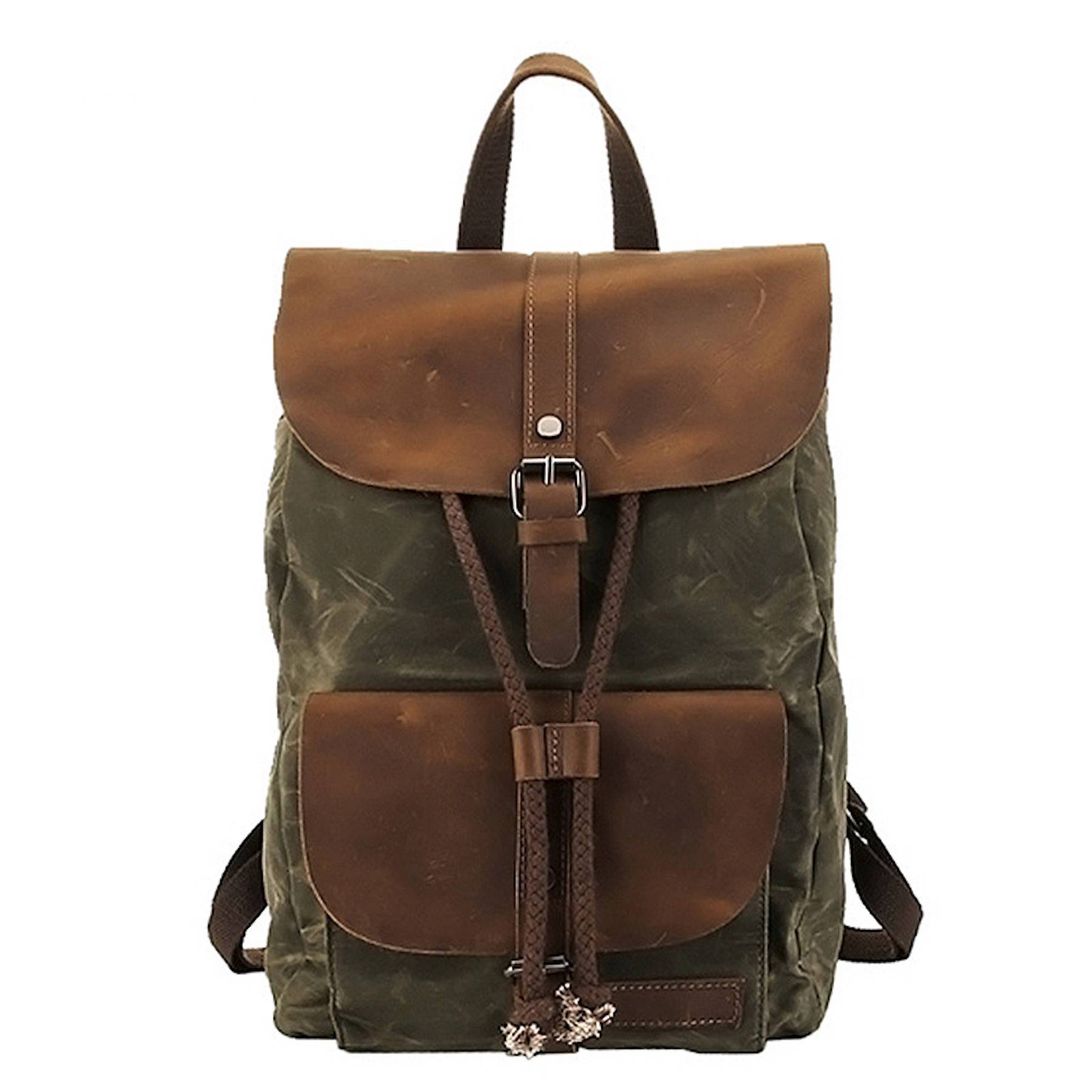 Vintage Waterproof Backpack Daypack Made of Canvas Leather 6