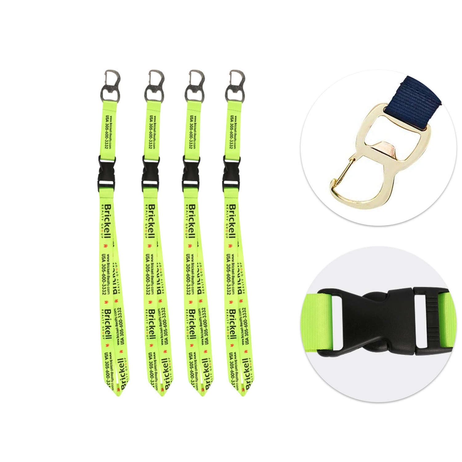 Fluorescent Colour Lanyard W/ Bottle Opener & Buckle Release 2