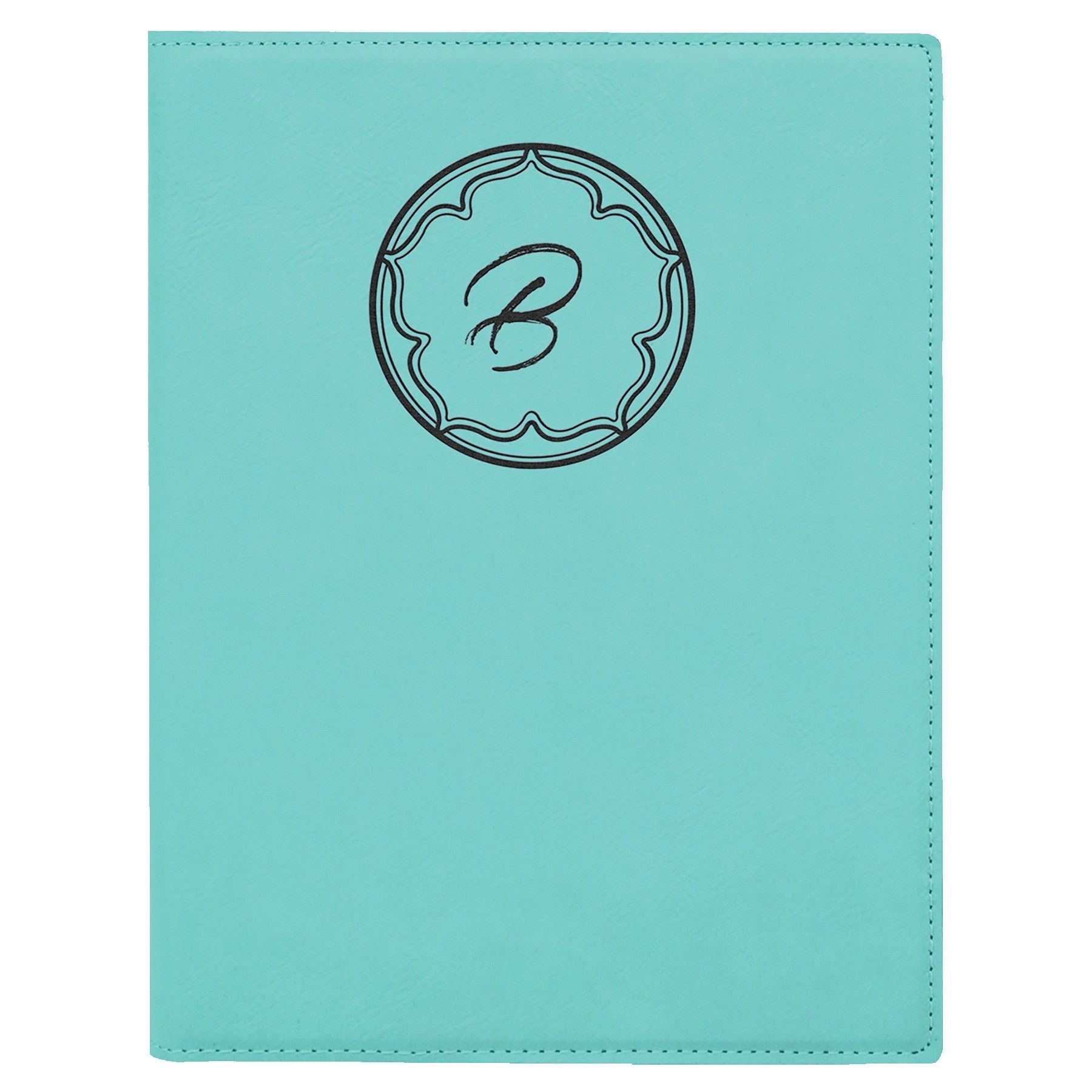 Teal Laserable Leatherette Small Portfolio w/Notepad (7" x 9'') 1
