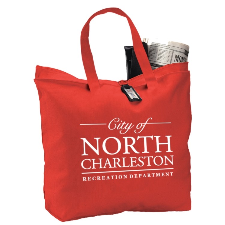 Canvas Zipper Tote Bag, custom tote bag with logo imprint 1