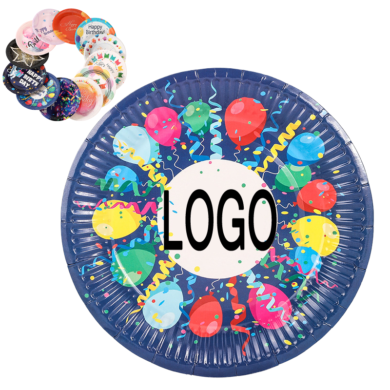 Custom 7" Disposable Party Picnic Salad Dessert Paper Plate 6
