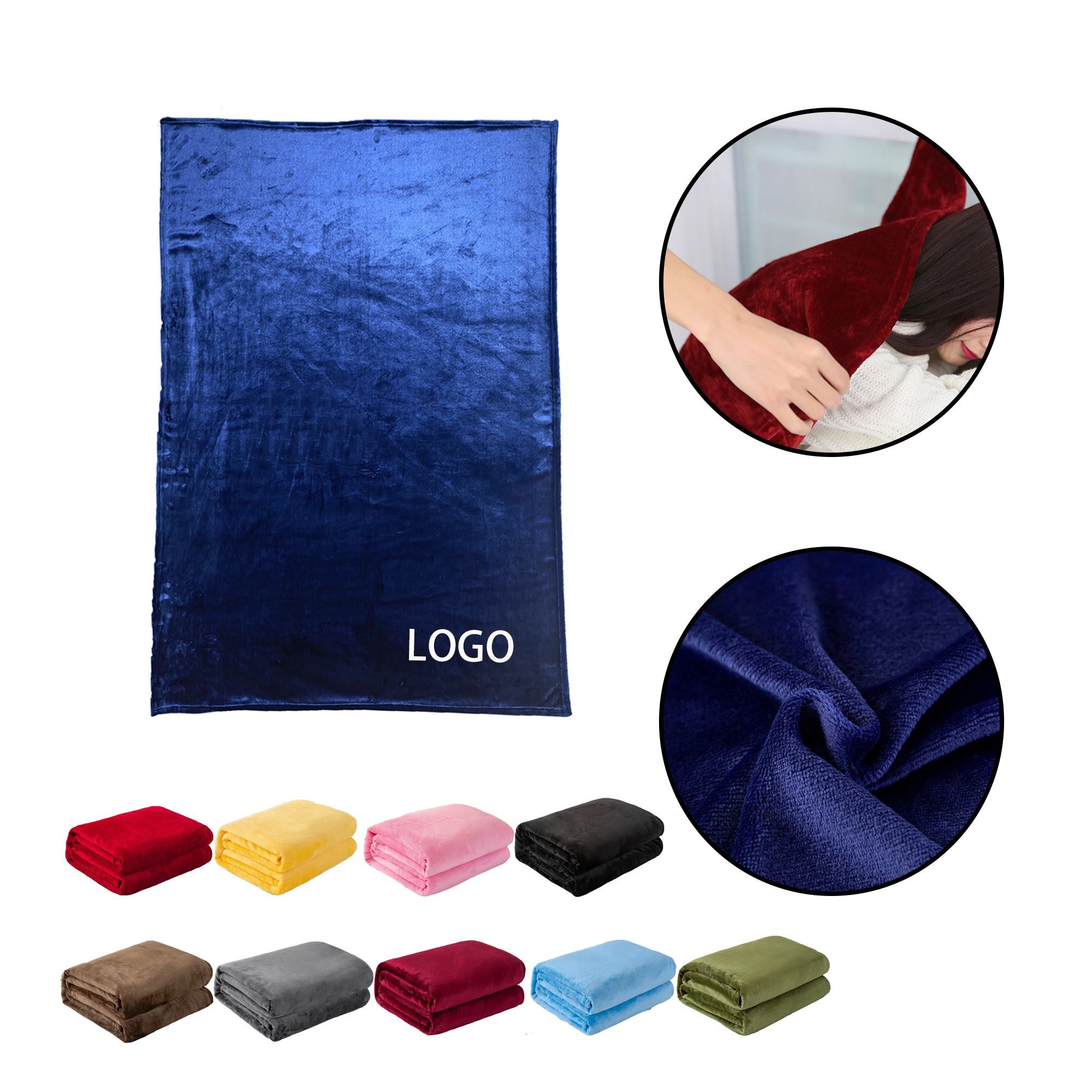 MOQ:5pcs Solid Color Fleece Blanket 2