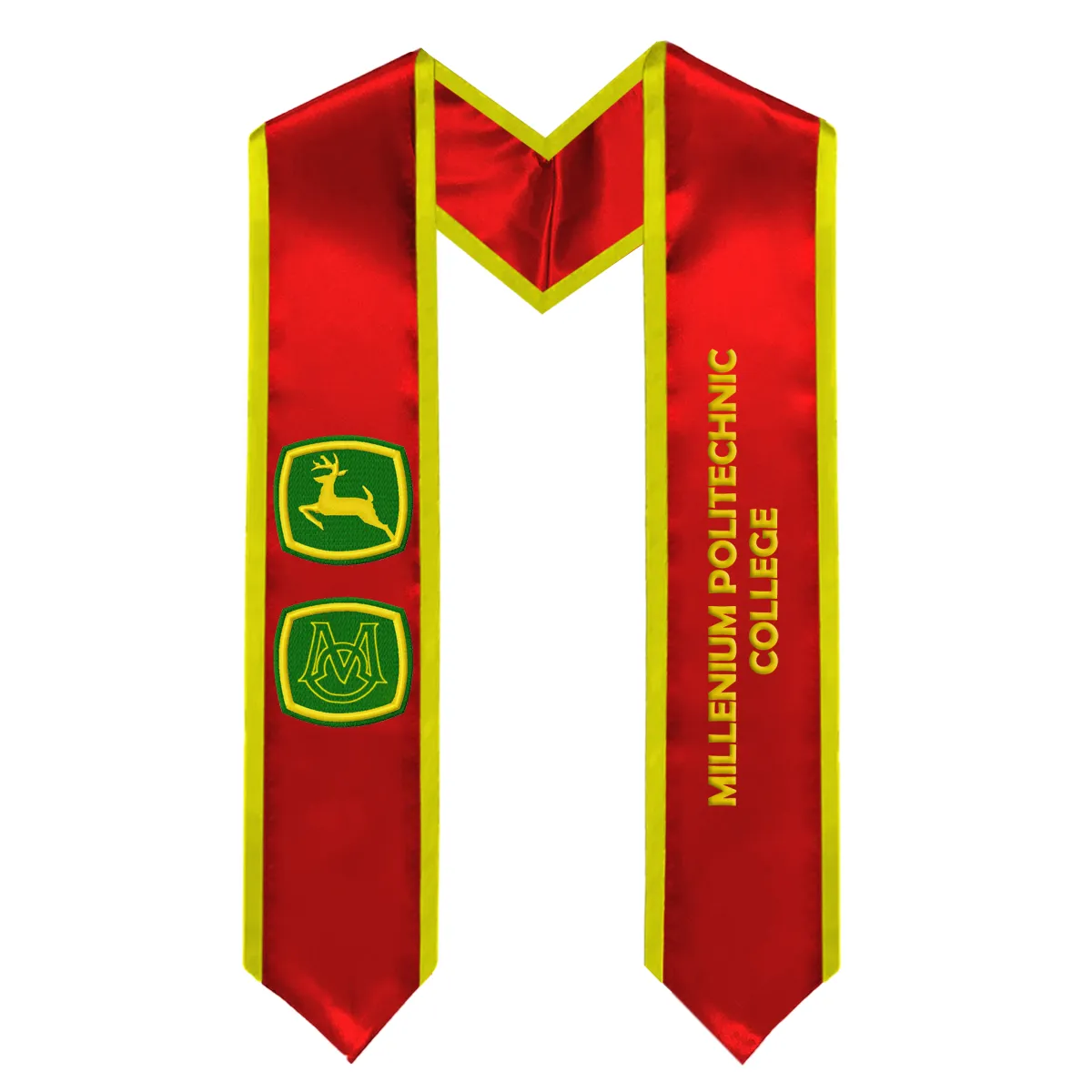 Embroidered Satin Graduation Stole wih Trim - 60" x 5" 1