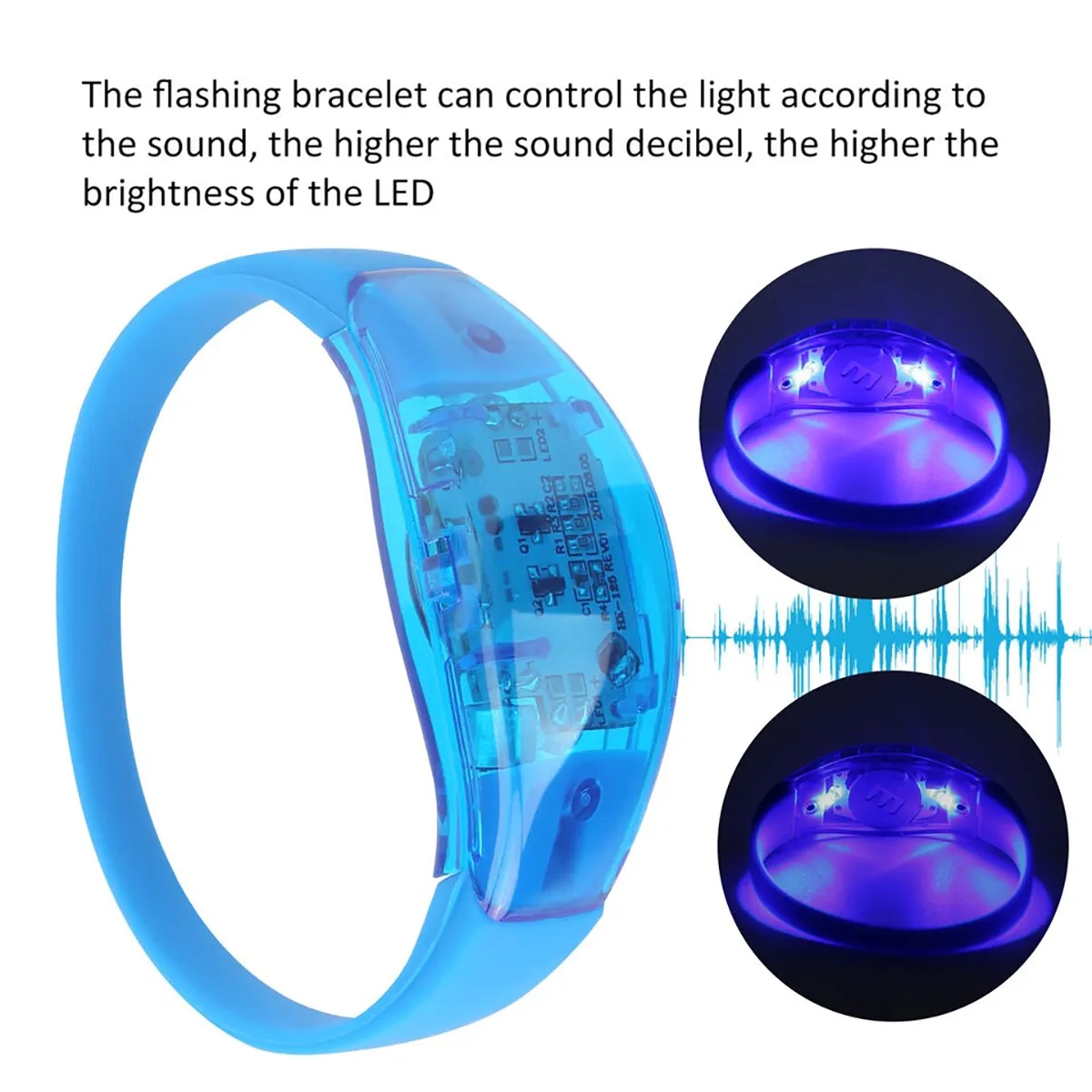 Promotional Sound Activated Bracelets Bangle LED Wristbands 10